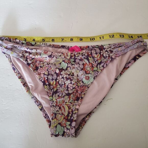 *Victoria's Secret Floral Strappy Swim Bottom Sz.L - Picture 3 of 6